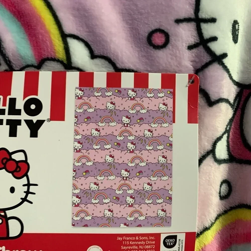 NWT Hello Kitty rainbow Lightning  storm plush throw blanket